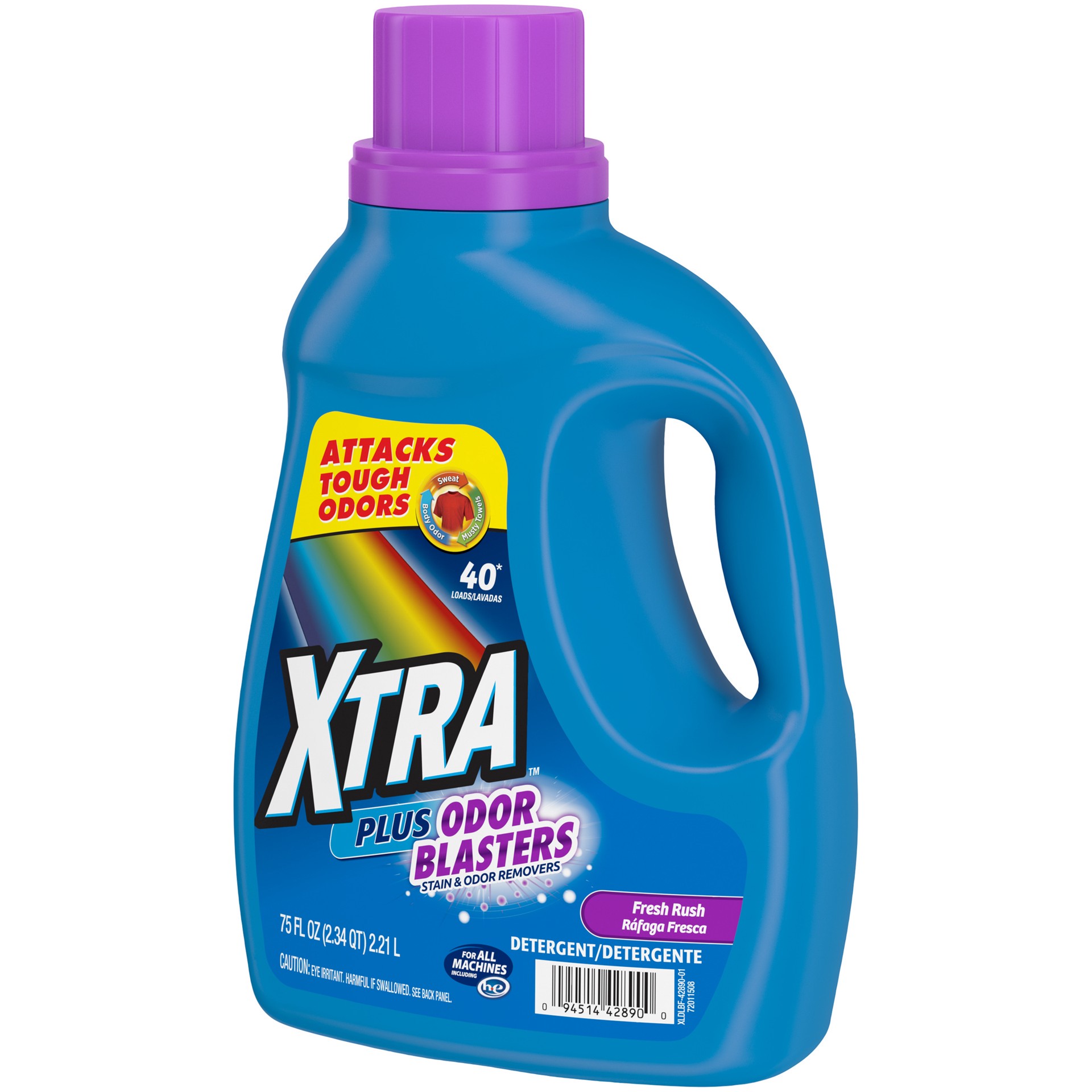 slide 3 of 5, Xtra Plus Odor Blasters Liquid Laundry Detergent, Fresh Rush, 75oz, 75 fl oz