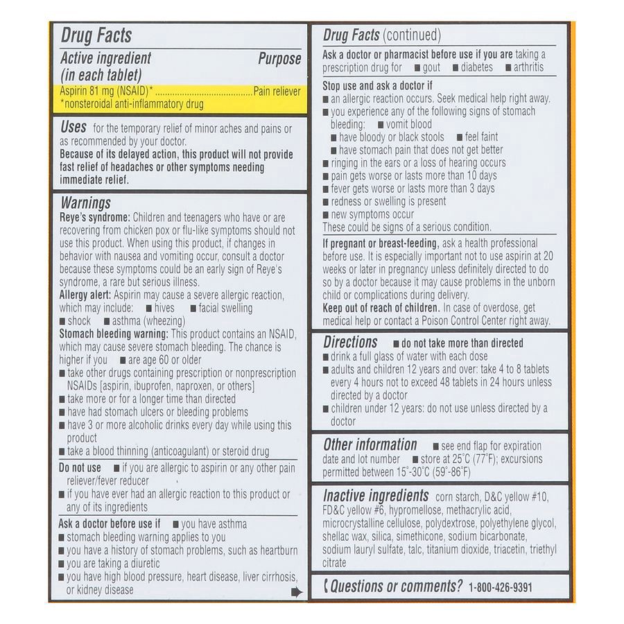 slide 5 of 5, Walgreens Low Dose Aspirin Pain Reliever Tablets 81Mg, 200 ct