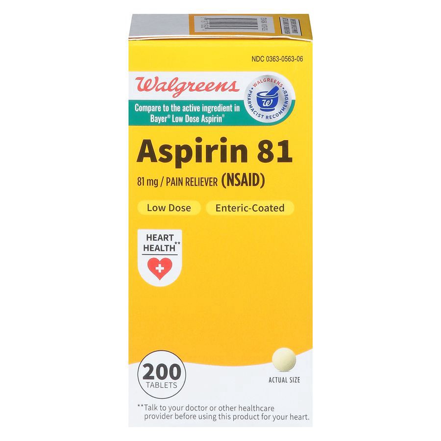 slide 1 of 5, Walgreens Low Dose Aspirin Pain Reliever Tablets 81Mg, 200 ct