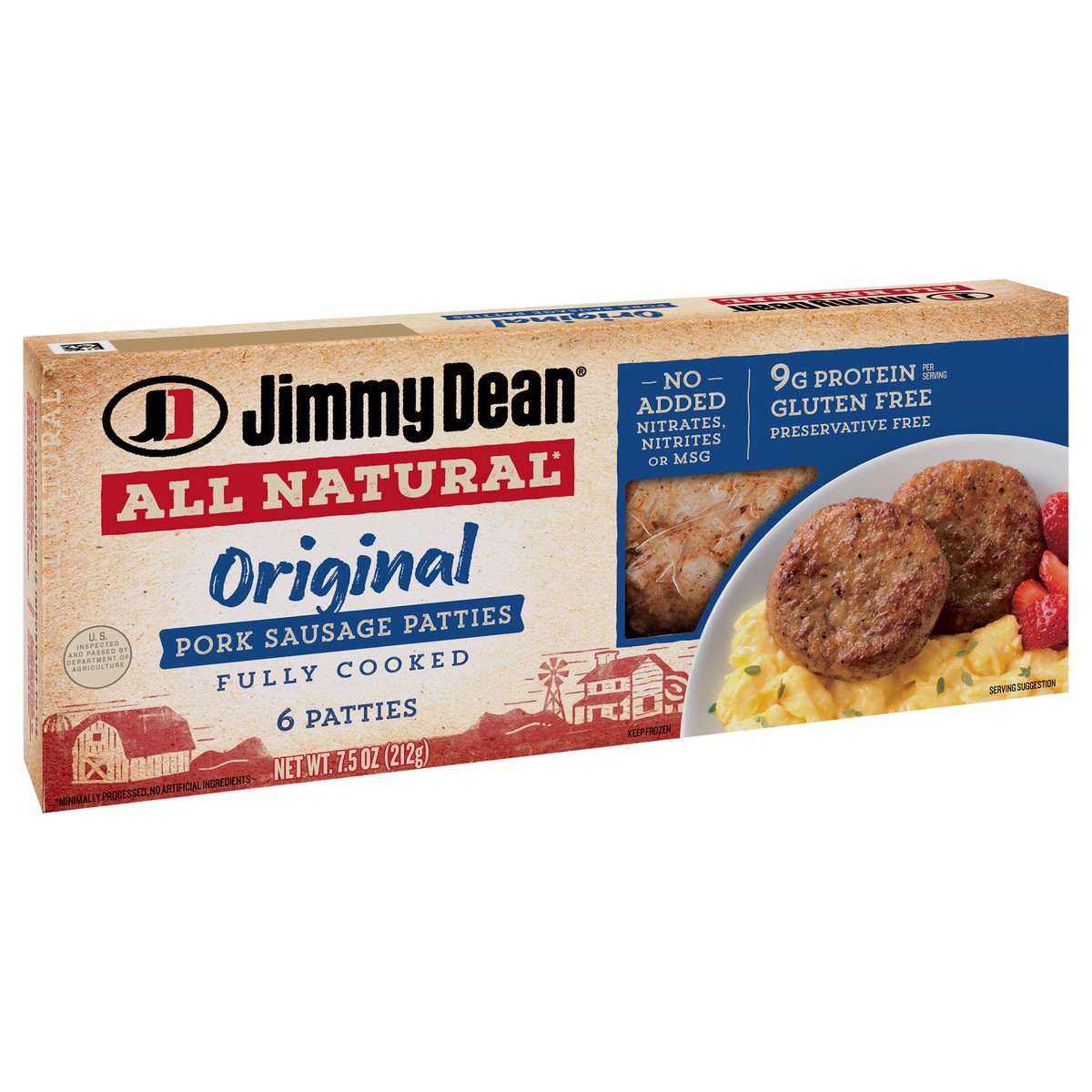 slide 11 of 11, Jimmy Dean All-Natural* Original Pork Sausage Patties, 6 Count, 212.62 g