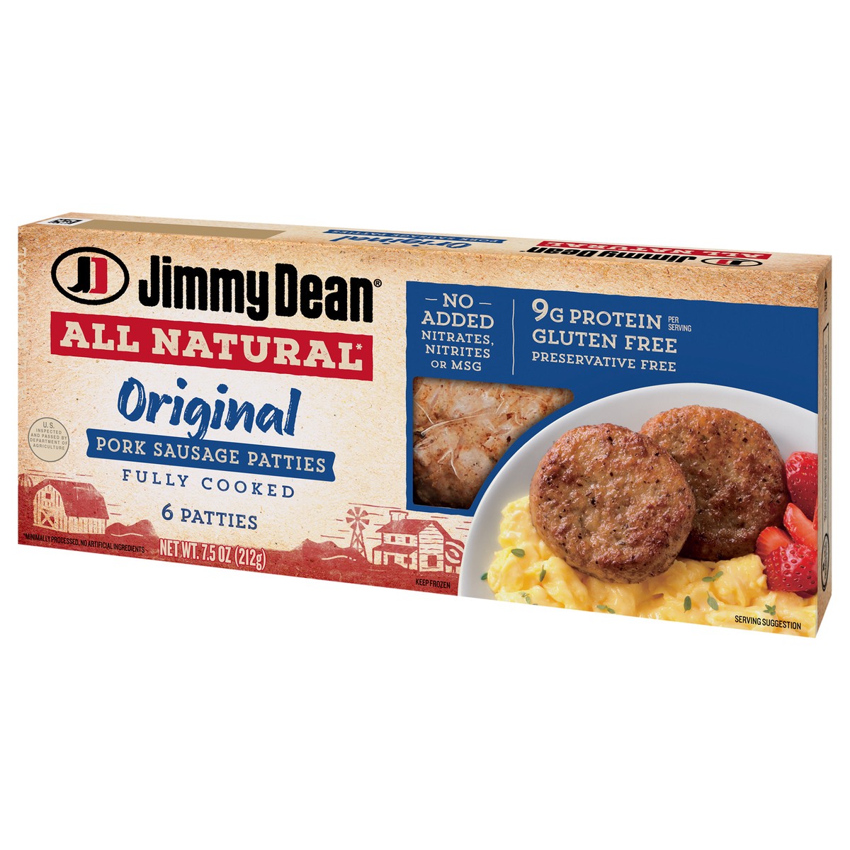 slide 9 of 11, Jimmy Dean All-Natural* Original Pork Sausage Patties, 6 Count, 212.62 g