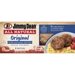 Jimmy Dean All-Natural* Original Pork Sausage Patties, 6 Count