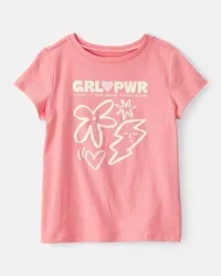 Carters Girls Girl Power Short-Sleeve Graphic Tee - Pink Coral XL
