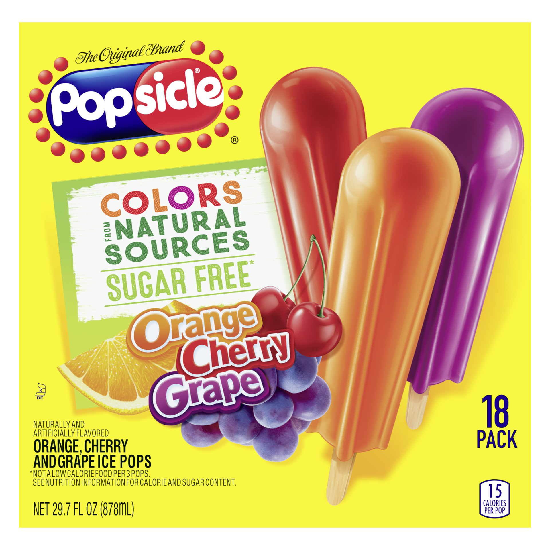 slide 4 of 4, Popsicle Sugar Free Ice Pops Orange Cherry Grape, 29.7 oz, 18 Count , 29.7 oz