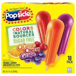 Popsicle Sugar Free Ice Pops Orange Cherry Grape, 29.7 oz, 18 Count 