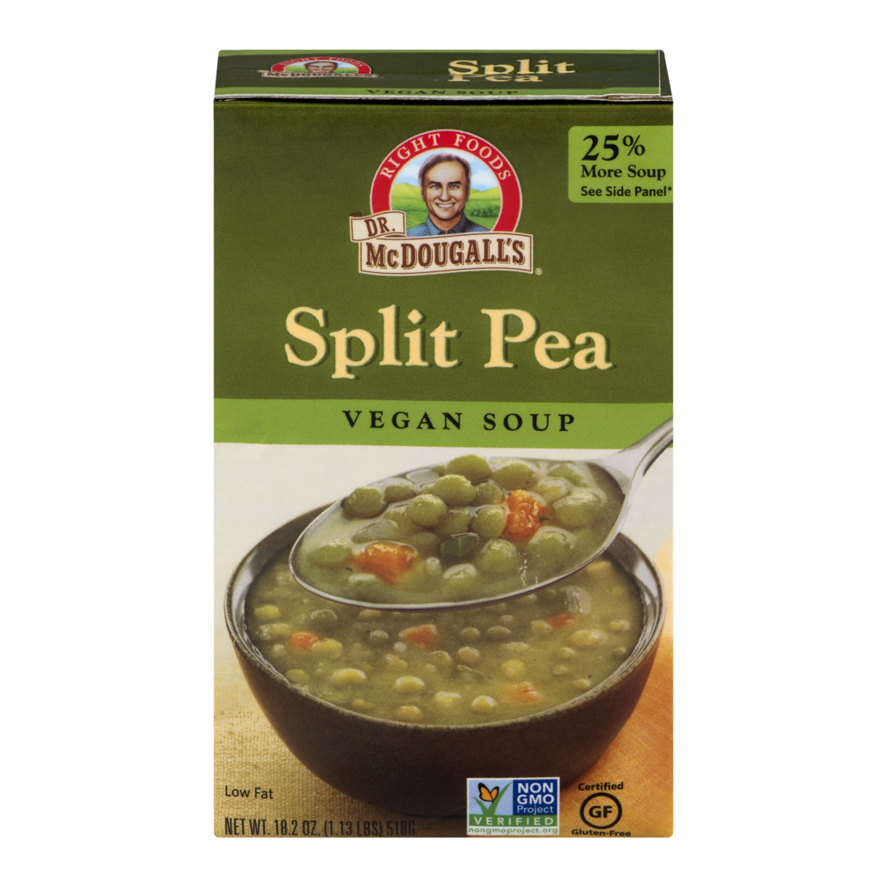 slide 1 of 1, Dr. McDougall's Split Pea All Natural Soup, 18.2 oz