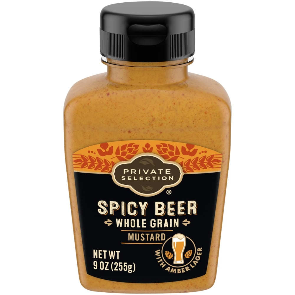 slide 1 of 1, Private Selection Spicy Beer Whole Grain Mustard, 9 oz