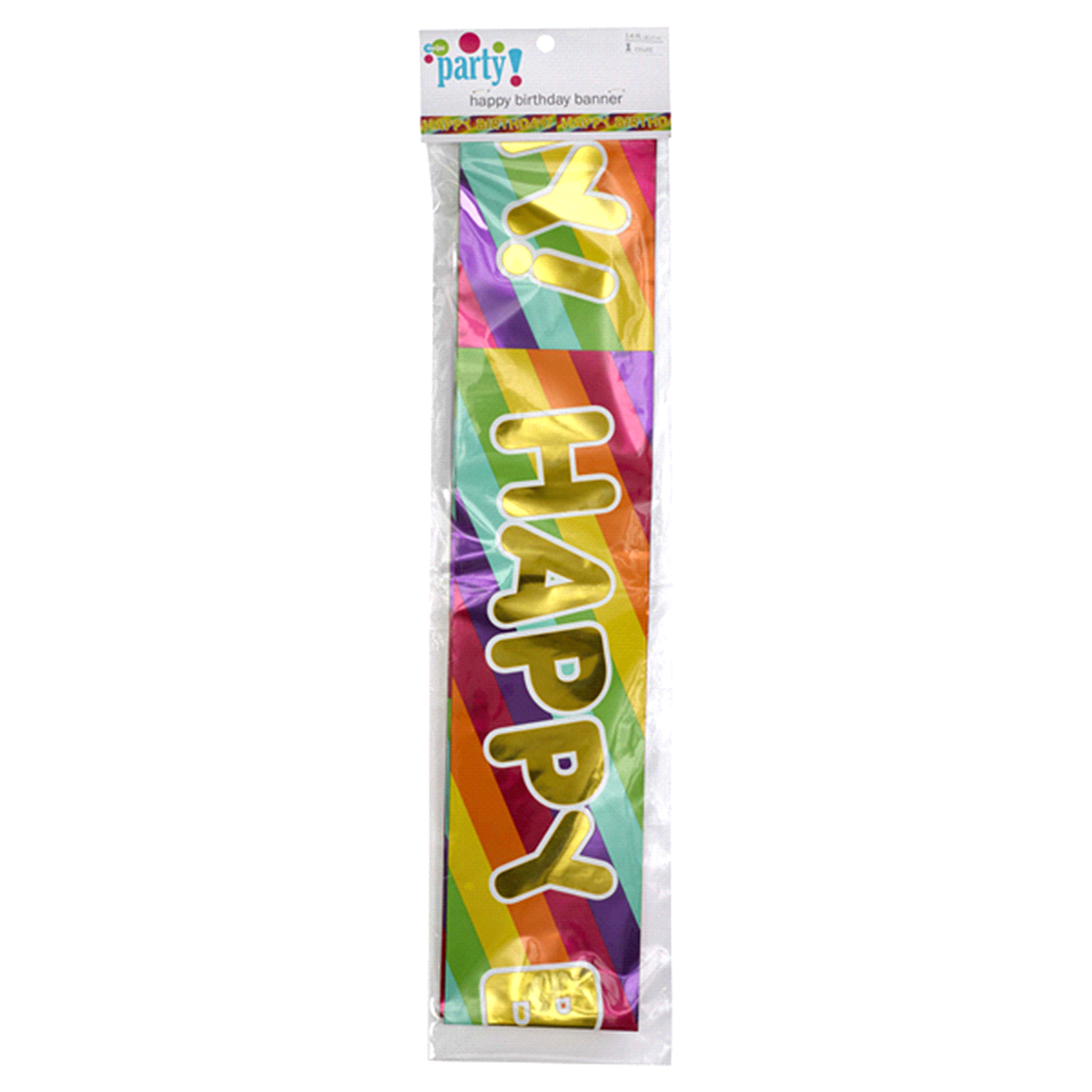 slide 1 of 2, Meijer Metallic Happy Birthday Banner, 12 ft