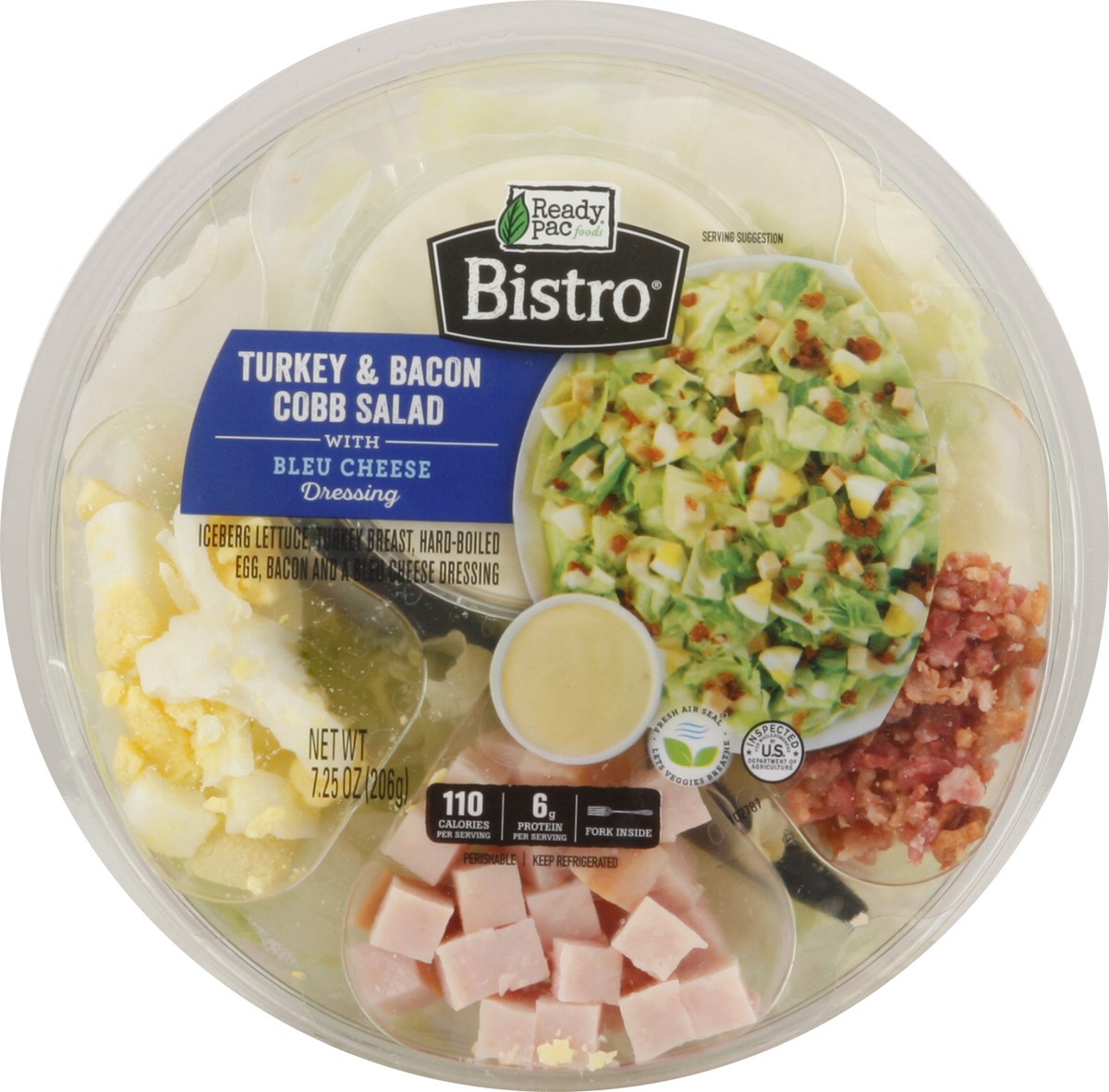 slide 9 of 11, Ready Pac Foods Bistro Turkey & Bacon Cobb Salad with Bleu Cheese Dressing 7.25 oz, 7.25 oz