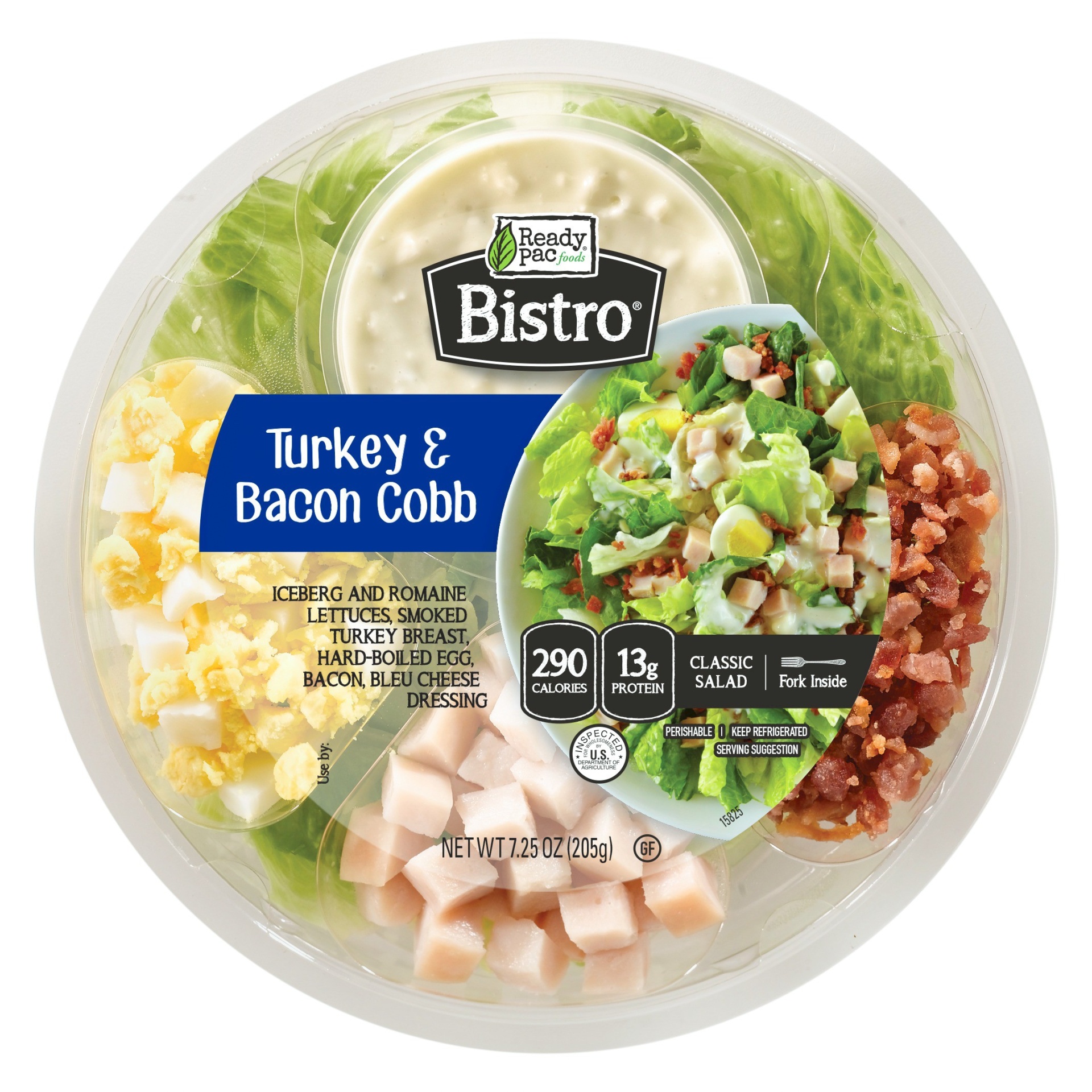 slide 1 of 4, Ready Pac Bistro Cobb Salad with Turkey & Bacon , 7.25 oz