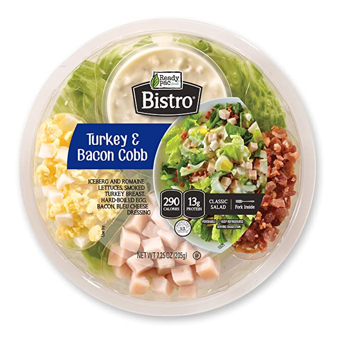 slide 1 of 11, Ready Pac Foods Bistro Turkey & Bacon Cobb Salad with Bleu Cheese Dressing 7.25 oz, 7.25 oz