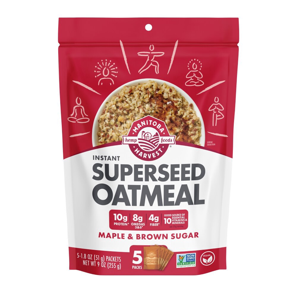 slide 2 of 2, Manitoba Harvest Hemp Foods Maple & Brown Sugar Instant Superseed Oatmeal Packets, 5 ct / 1.8 oz