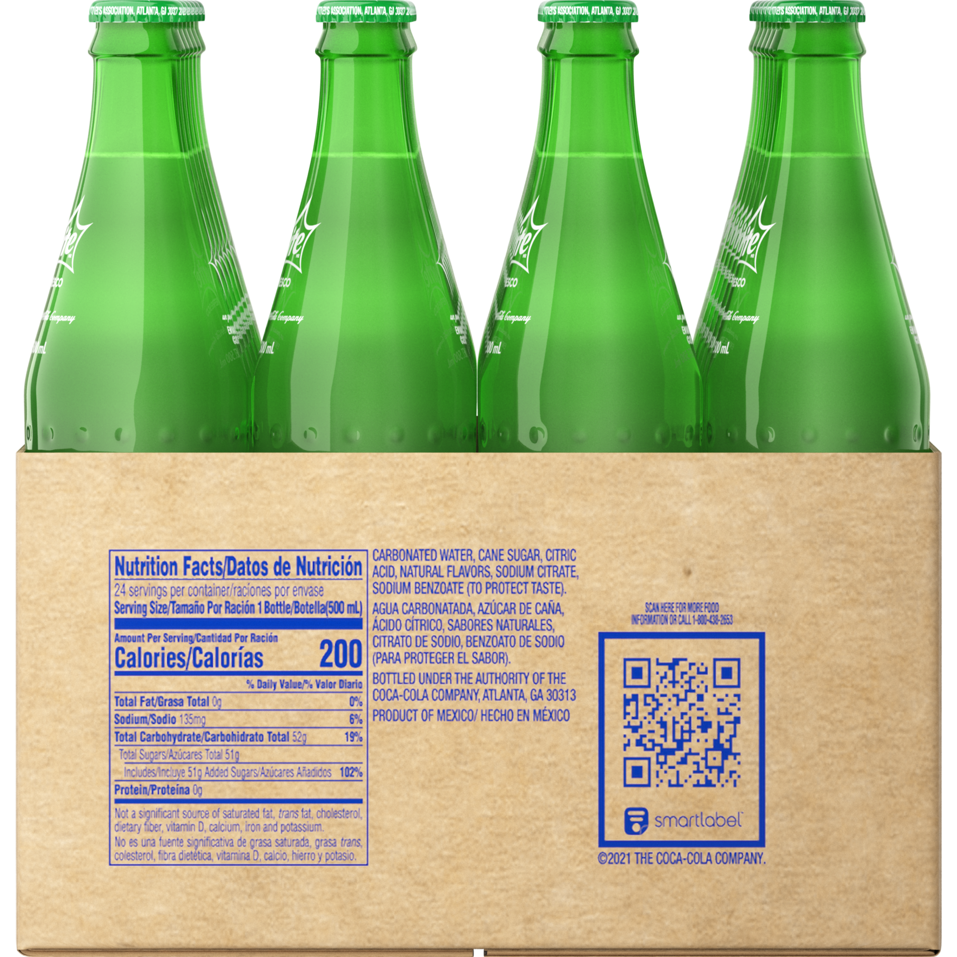 slide 2 of 5, Sprite Mexico Glass Bottles, 500 mL, 24 Pack, 24 ct