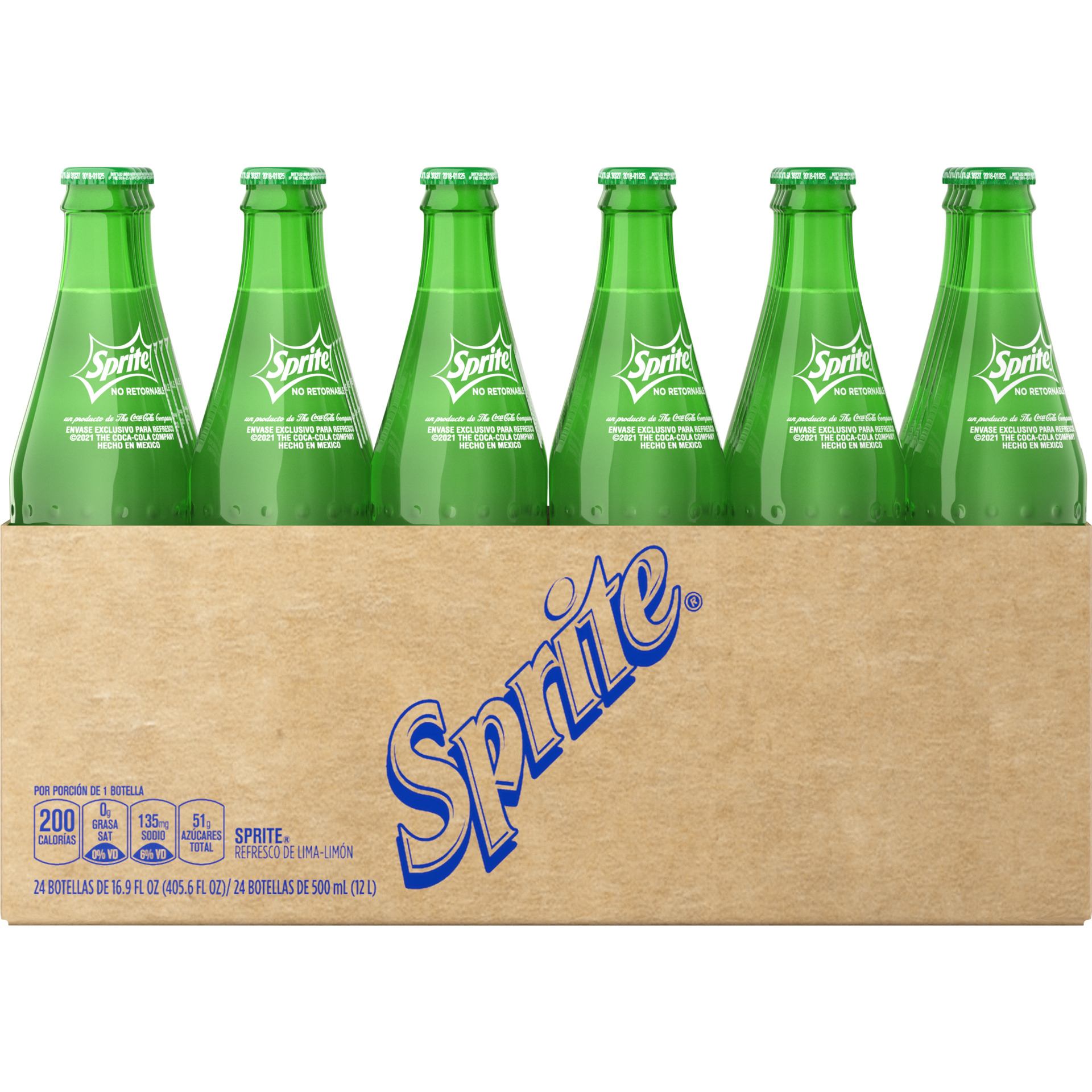 slide 3 of 5, Sprite Mexico Glass Bottles, 500 mL, 24 Pack, 24 ct