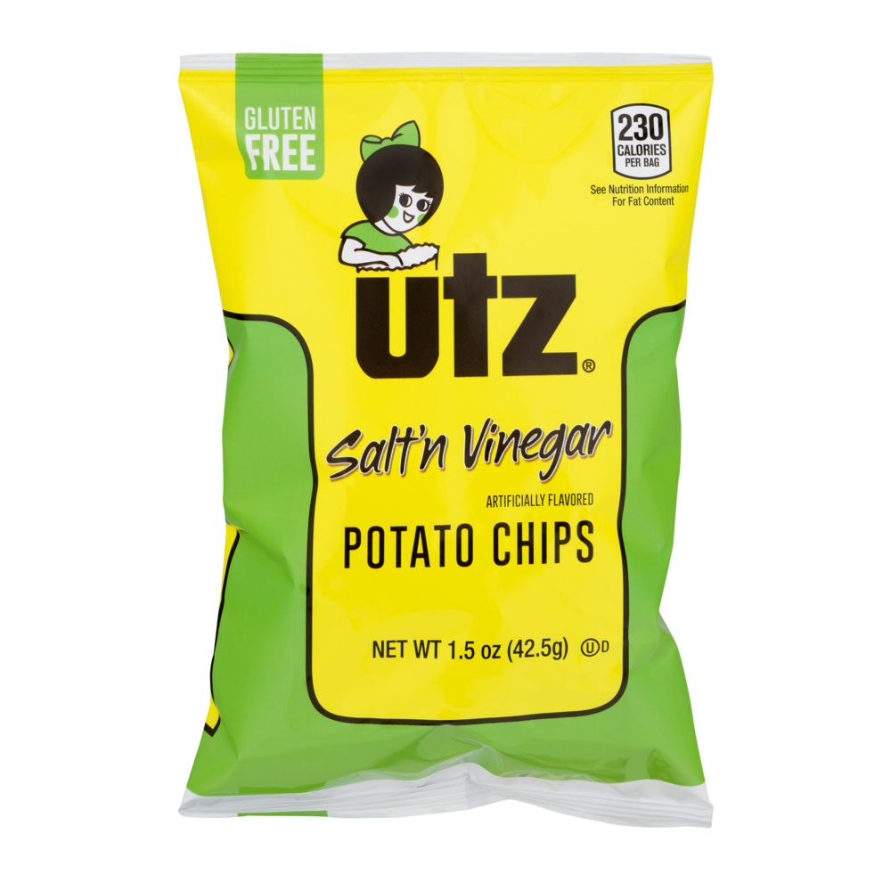 slide 1 of 1, Utz 1.5 oz Utz Salt'n Vinegar Potato Chips, 