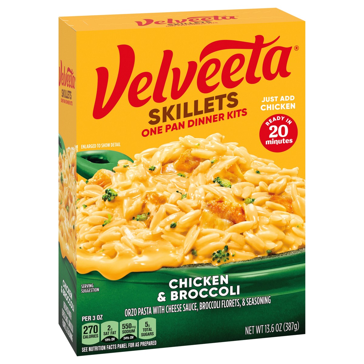 slide 5 of 11, Velveeta Skillets Chicken & Broccoli One Pan Dinner Kit, 13.6 oz Box, 13.6 oz