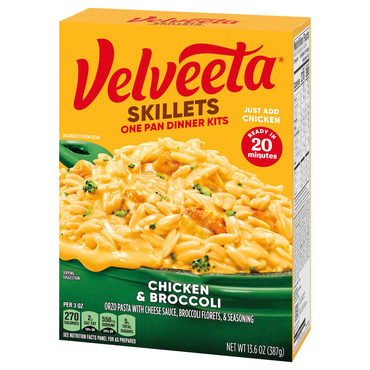 slide 9 of 11, Velveeta Skillets Chicken & Broccoli One Pan Dinner Kit, 13.6 oz Box, 13.6 oz