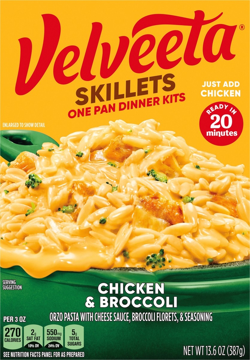 slide 11 of 11, Velveeta Skillets Chicken & Broccoli One Pan Dinner Kit, 13.6 oz Box, 13.6 oz