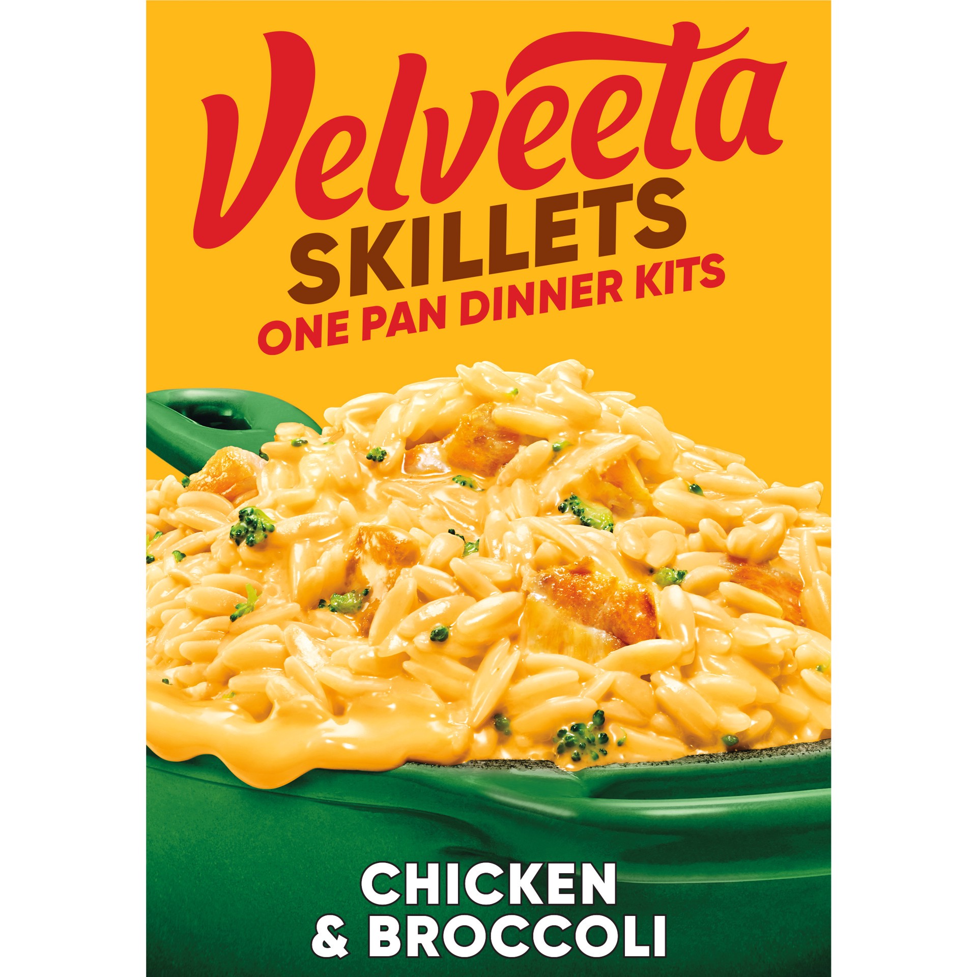 slide 1 of 11, Velveeta Skillets Chicken & Broccoli One Pan Dinner Kit, 13.6 oz Box, 13.6 oz