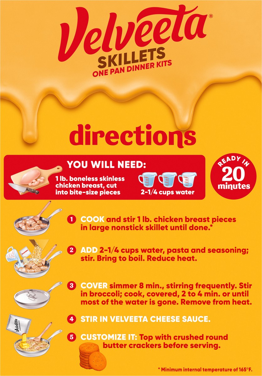 slide 10 of 11, Velveeta Skillets Chicken & Broccoli One Pan Dinner Kit, 13.6 oz Box, 13.6 oz