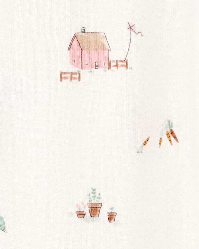 slide 2 of 2, Carter's Baby 2-Piece Barn Print 2-Way Zip Sleep & Play & Headwrap Set - Ivory Ivory 6M, 2 pc