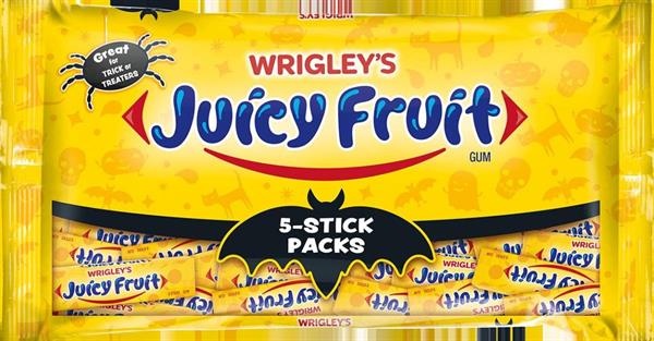 slide 1 of 1, Juicy Fruit 5 Stick 17Ct Gum Halloween Candy, 1 ct