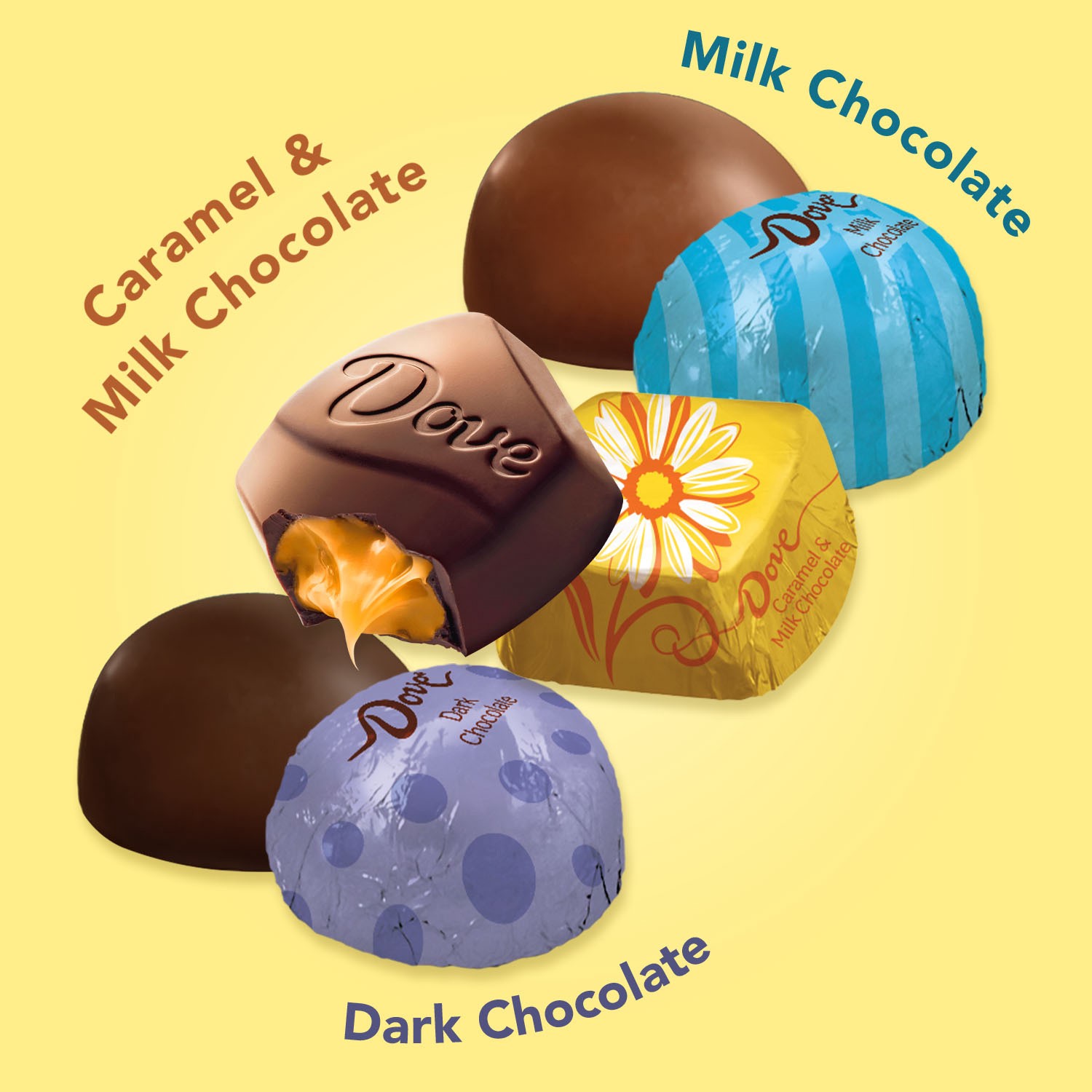 slide 4 of 8, DOVE Milk Chocolate, Dark Chocolate & Caramel and Milk Chocolate Candy Mix, 22.6 oz, 22.6 oz