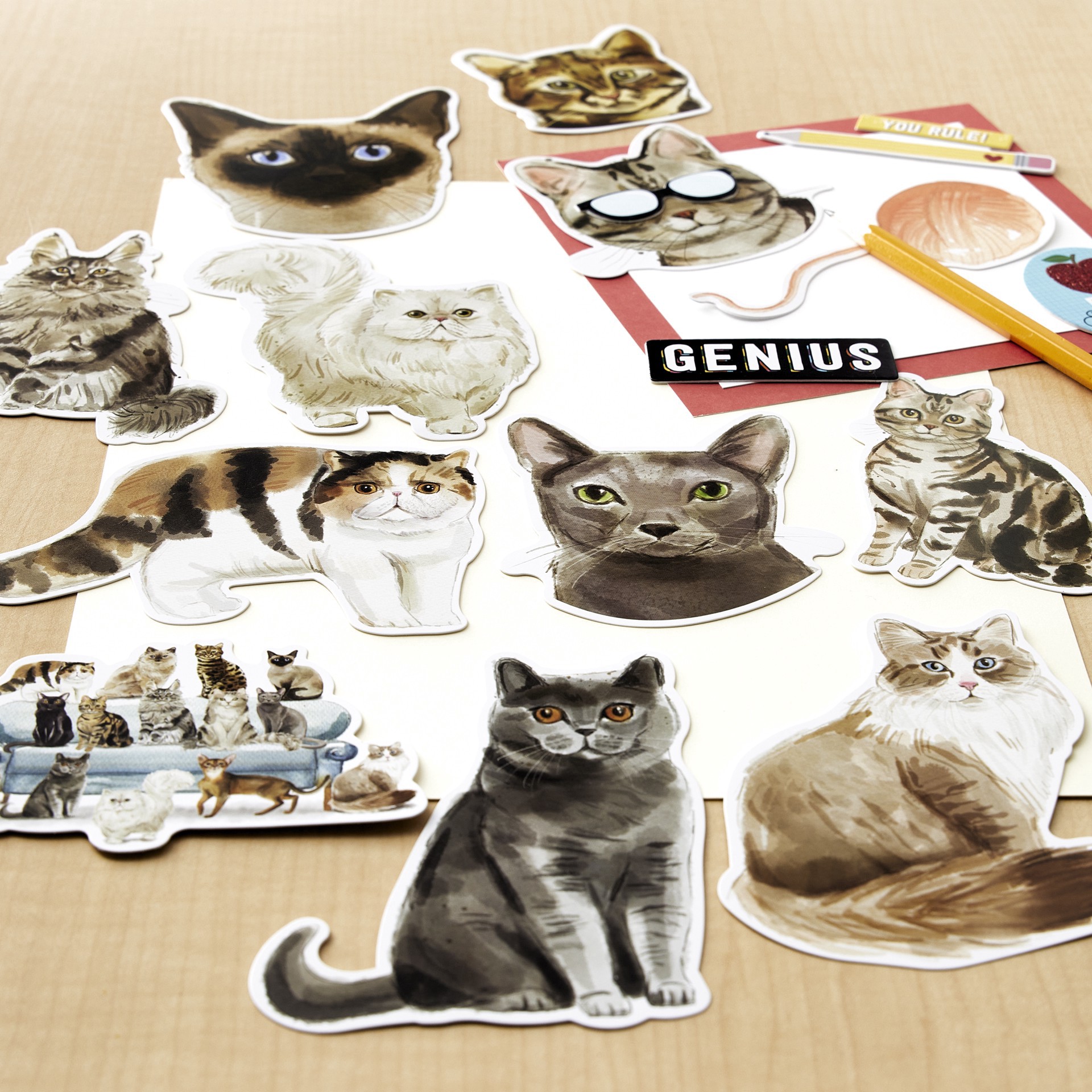 slide 5 of 5, Cats Die Cut Stickers By Recollections, 4 in x 5.98 in