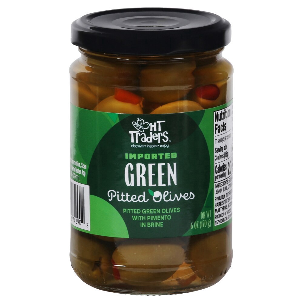 slide 1 of 4, Ht Traders Green Olives, 6 oz