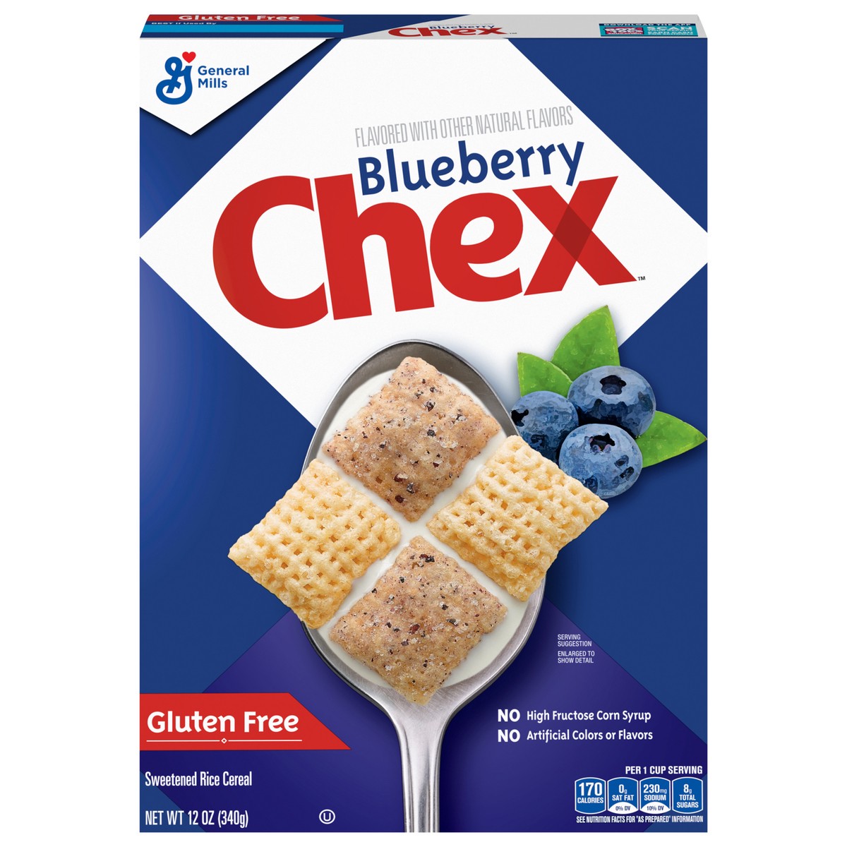 slide 1 of 4, Chex Blueberry Chex Cereal, Gluten Free Breakfast Cereal, Made with Whole Grain, 12 OZ, 12 oz