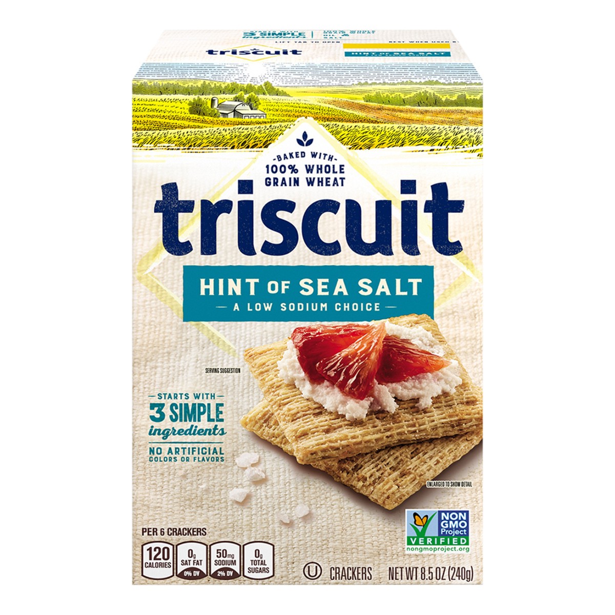 slide 2 of 14, Triscuit Hint of Sea Salt Whole Grain Wheat Crackers, Vegan Crackers, 8.5 oz, 8.5 oz
