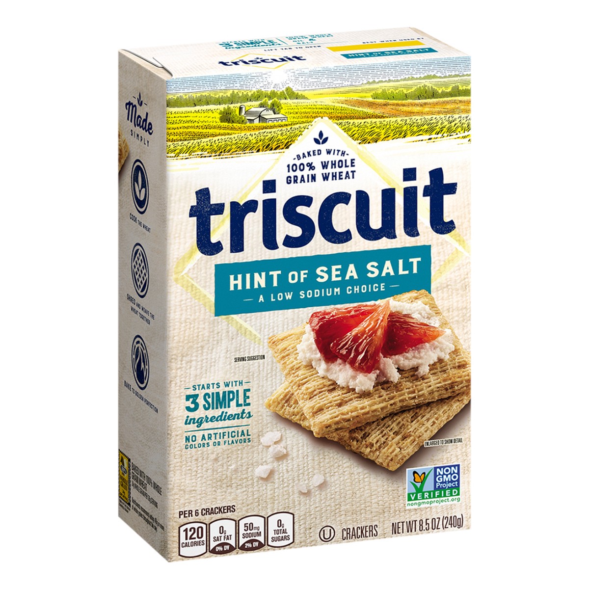 slide 3 of 14, Triscuit Hint of Sea Salt Whole Grain Wheat Crackers, Vegan Crackers, 8.5 oz, 8.5 oz