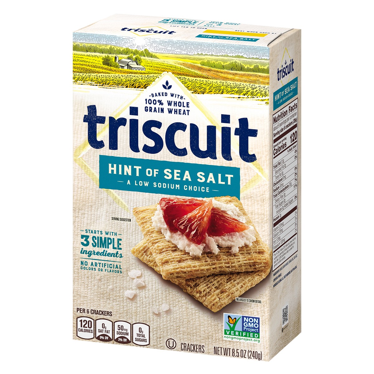 slide 8 of 14, Triscuit Hint of Sea Salt Whole Grain Wheat Crackers, Vegan Crackers, 8.5 oz, 8.5 oz