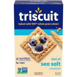 Triscuit Hint of Sea Salt Whole Grain Wheat Crackers, Vegan Crackers, Vegan Snacks, Lunch Snacks, 8.5 oz