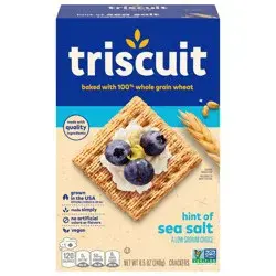 Triscuit Hint of Sea Salt Whole Grain Wheat Crackers, Vegan Crackers, 8.5 oz