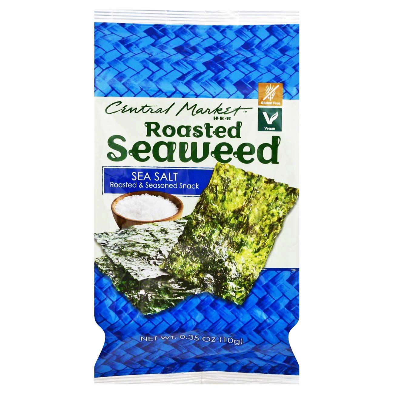 slide 1 of 1, Central Market Roasted Seaweed Snack - Sea Salt, 0.35 oz