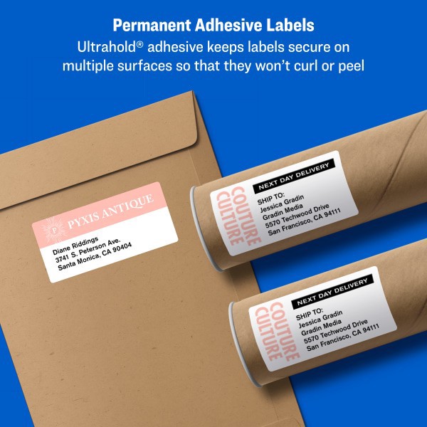 slide 7 of 8, Avery Trueblock White Laser Shipping Labels, 5263, 250 ct; 2 in x 4 in