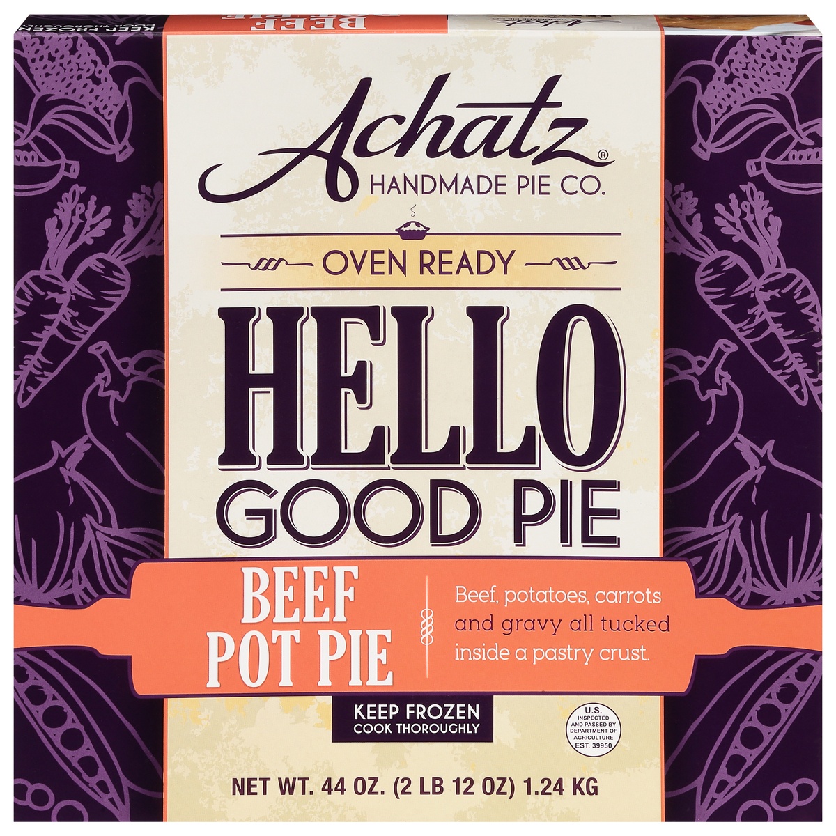slide 1 of 1, Achatz Handmade Pie Co. Beef Pot Pie Hello Good Pie, 44 oz