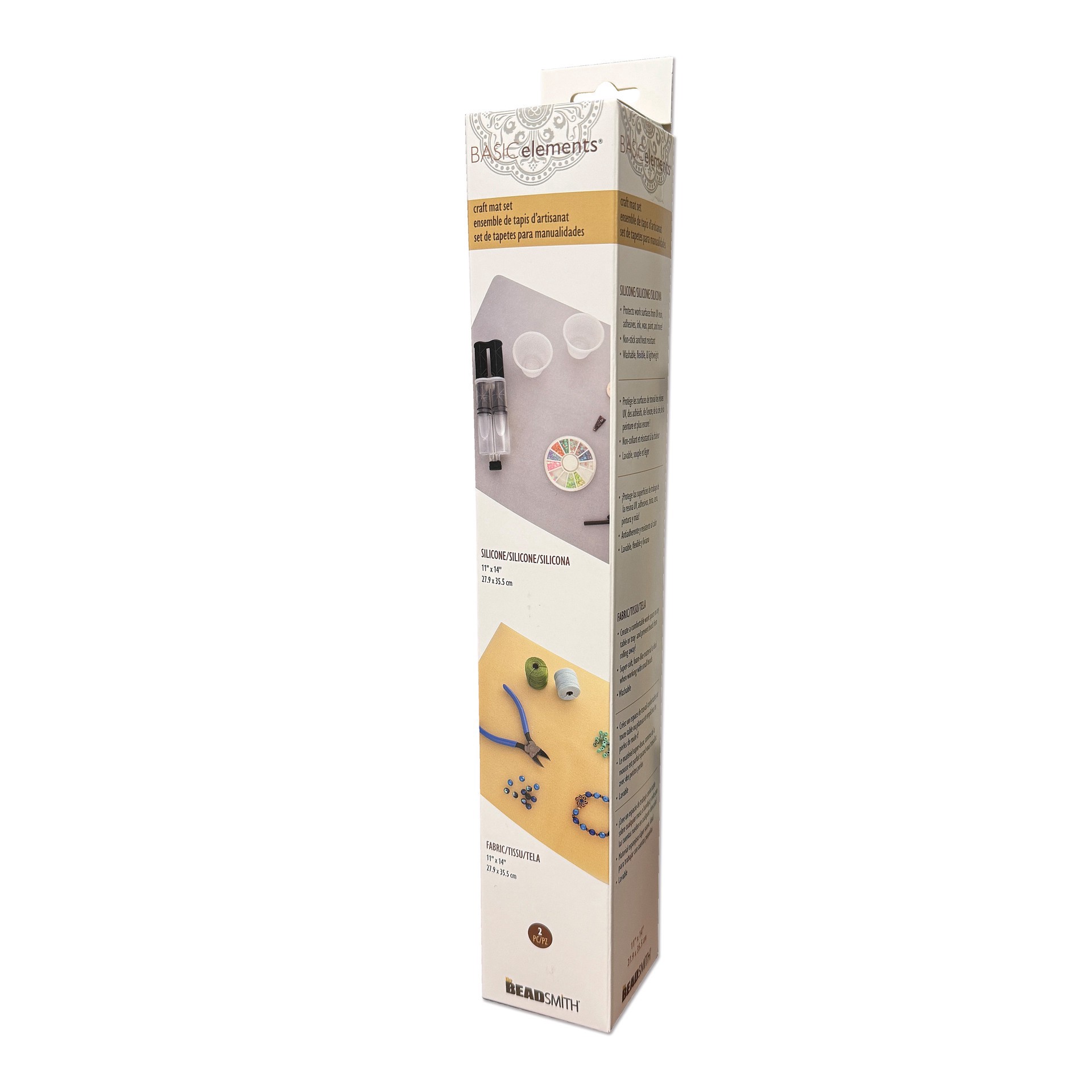 slide 6 of 6, The Beadsmith Basic Elements 11" X 14" Silicone & Fabric Craft Mat Set, 11 in x 14 in