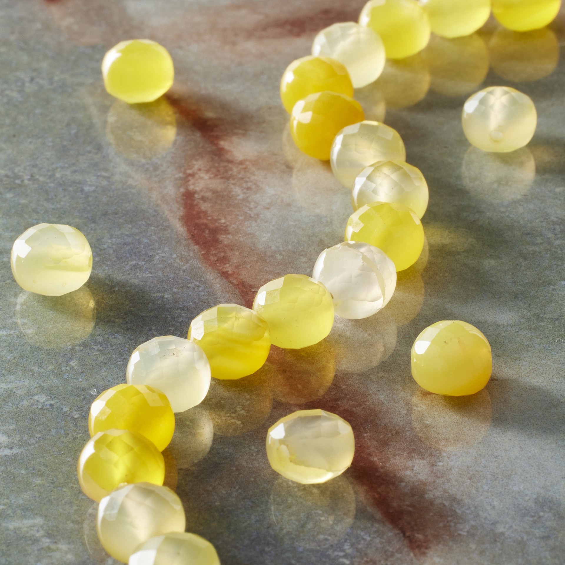 slide 2 of 3, Yellow Faceted Agate Coin Beads By Bead Landing, 8 mm