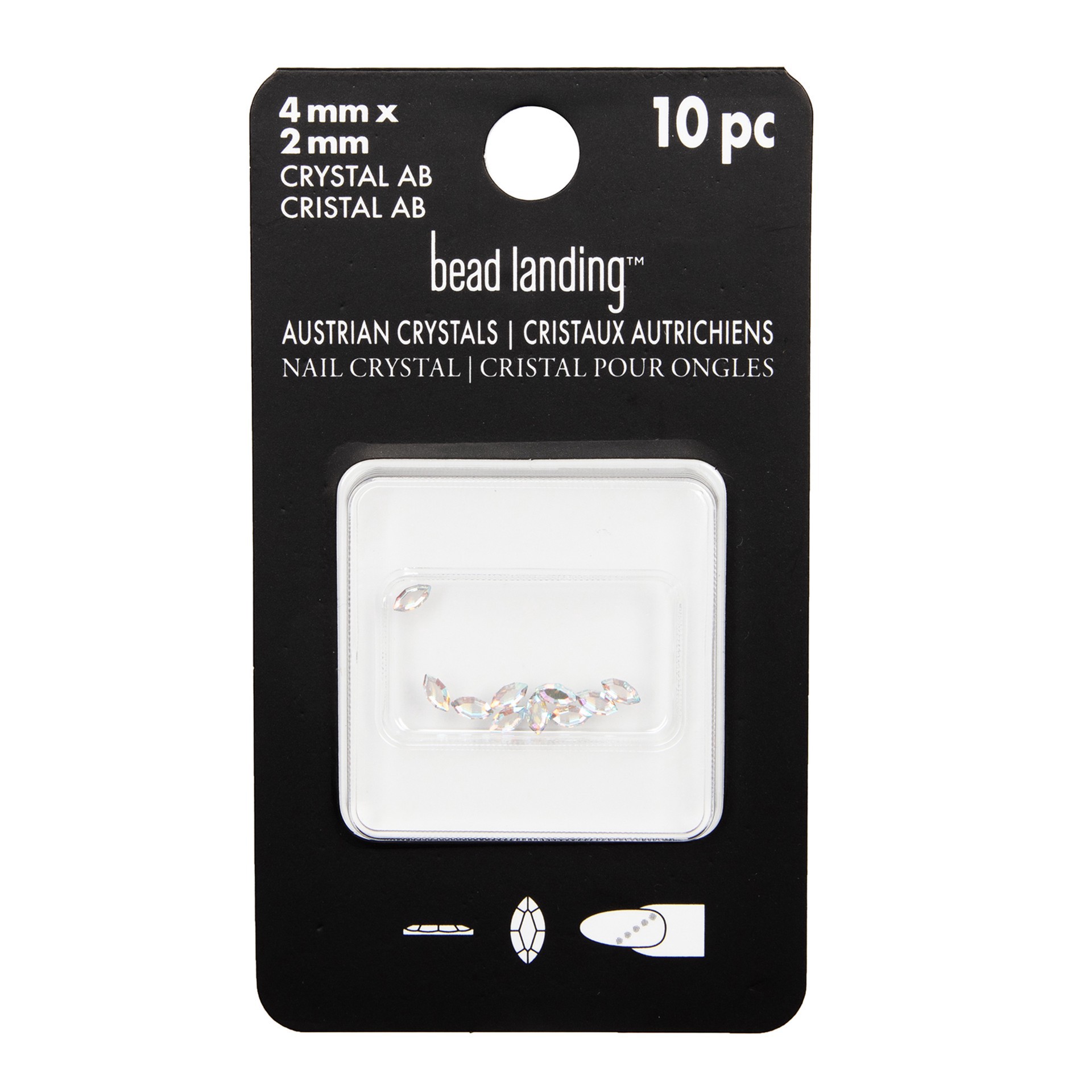 slide 3 of 4, 4mm Crystal Ab Navette Glue-On Austrian Crystals By Bead Landing, 10ct., 4 mm