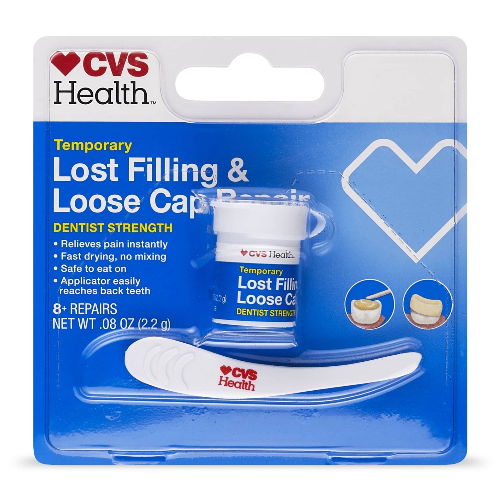 slide 1 of 1, CVS Health Temporary Lost Filling & Loose Cap Repair, Dentist Strength, 1 ct