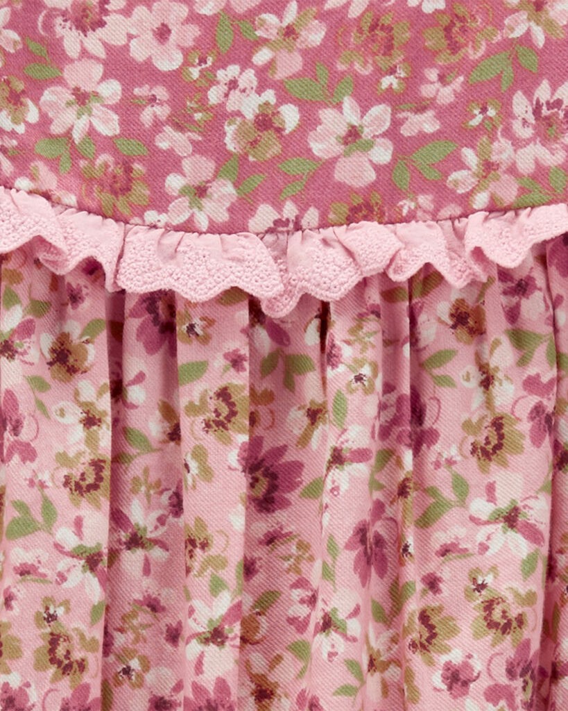 slide 2 of 2, Oshkosh Baby Floral Print Eyelet Trim Jumpsuit Pink 18M, 1 ct