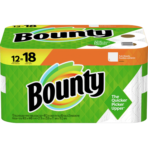 slide 1 of 1, Bounty Paper Towels Single Plus Rolls, Full Sheets, 12 ct