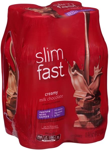 slide 1 of 1, SlimFast Creamy Milk Chocolate Protein Meal Shakes, 4 ct; 10 fl oz