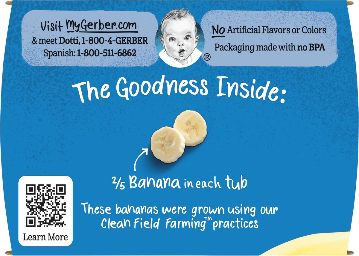 slide 4 of 8, Gerber Stage 1 Baby Food, Banana Puree Tubs, Baby Puree, 2PK, 4 oz