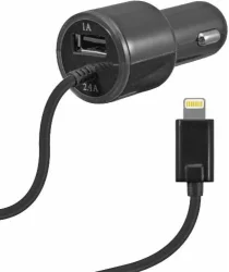 Adapti Dual Output Lightning Car Charger With USB Port for iPhone 5