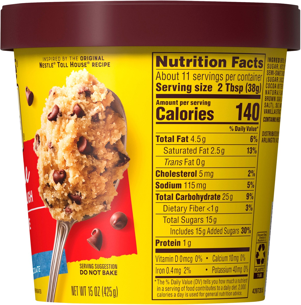 slide 6 of 7, Toll House Chocolate Chip Edible Cookie Dough, 15 oz