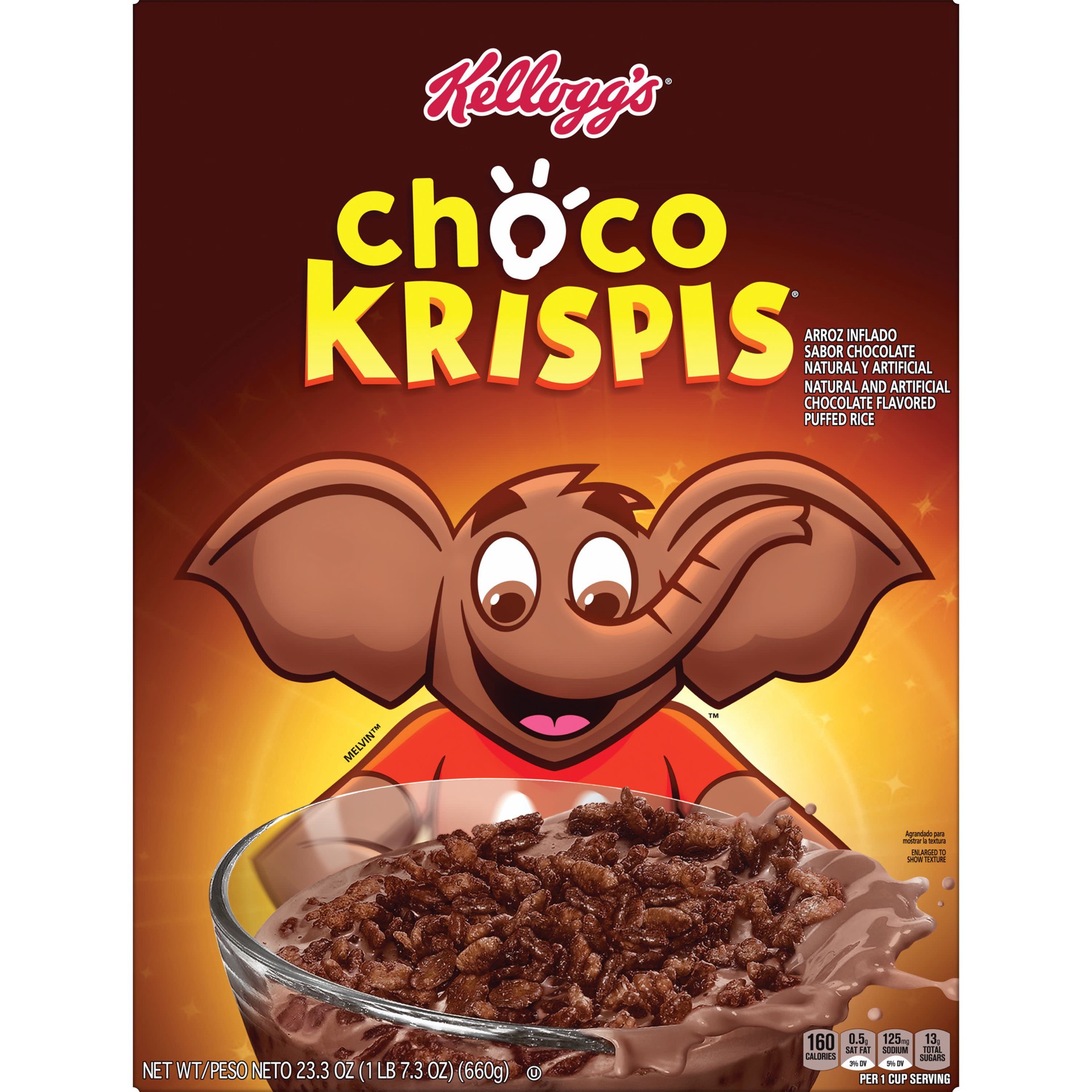 slide 4 of 5, Kellogg's Choco Krispis Breakfast Cereal, 9 Vitamins and Minerals, Kids Snacks, Original, 23.3oz Box (1 Box), 23.3 oz