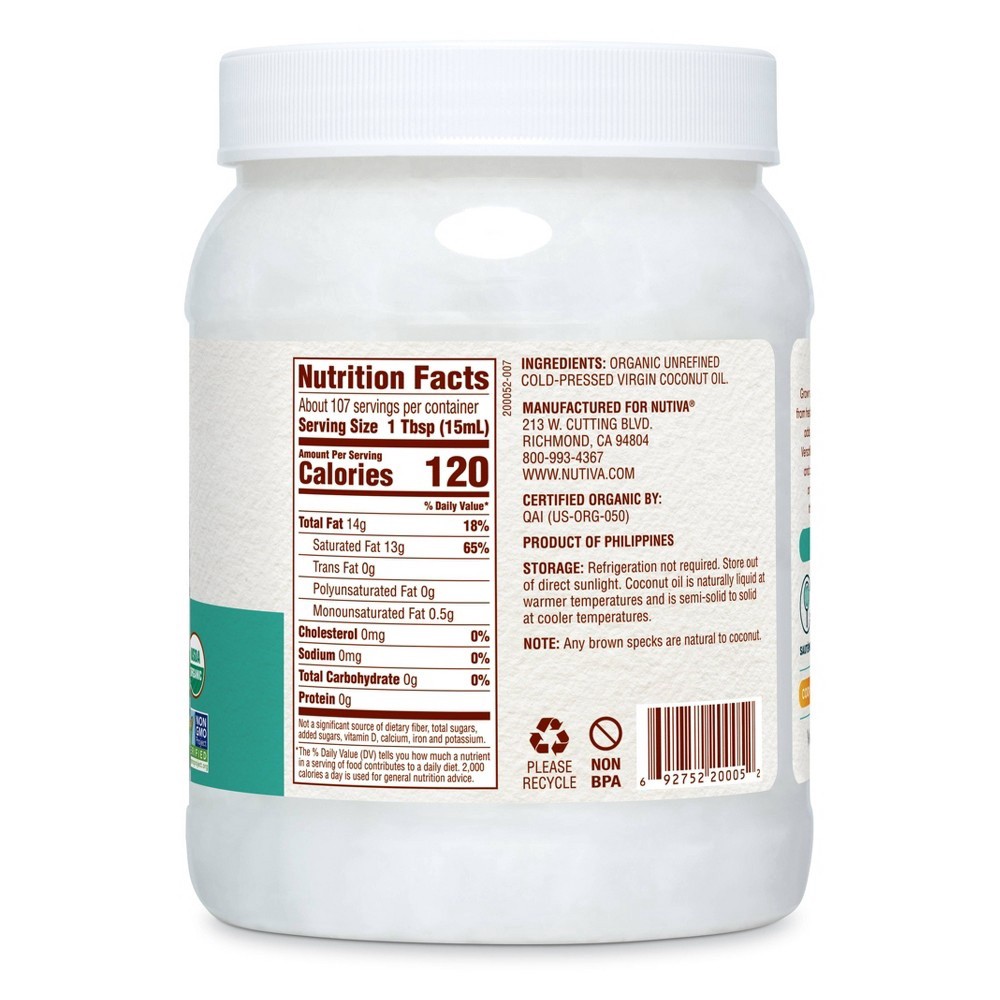 slide 3 of 3, Nutiva Virgin Organic Coconut Oil - 54oz, 54 oz